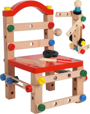 Toys of Wood Oxford Wooden Nuts and Bolts Set - Construction Work Bench Chair - Wooden Construction Kits for Kids - Compatible with TOWO Nuts Bolts Set