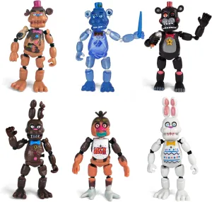 Toysvill Inspired by Five Nights at Freddys | Chocolate | Freddy's Action Figures Toys (FNAF) Set of 6 pcs [Rockstar & Chocolate Freddy, Bonnie, Chica, Easter, Freddy Frostbear]