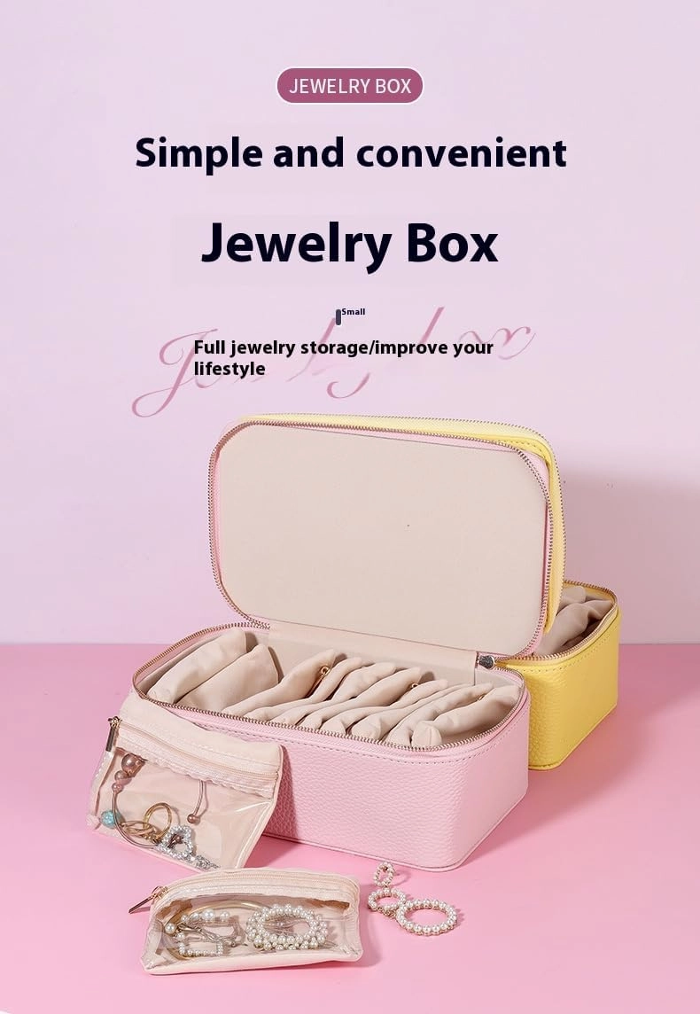Travel Jewelry Box with Pouch - Large Capacity Jewelry Organizer for Women, 12 Felt Portable Divider Pouches, Earring Necklace Ring Storage Case, Perfect Wedding/Graduation Gift (Beige)