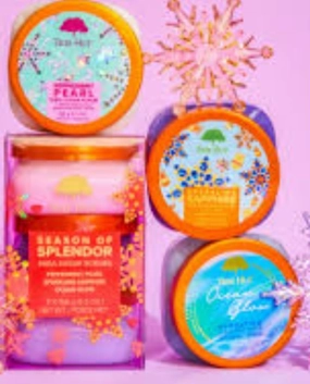 Tree Hut Season of Splendor Gift Set - Peppermint Pearl, Sparkling Sapphire & Ocean Glow Shea Sugar Scrubs (5.5 oz)