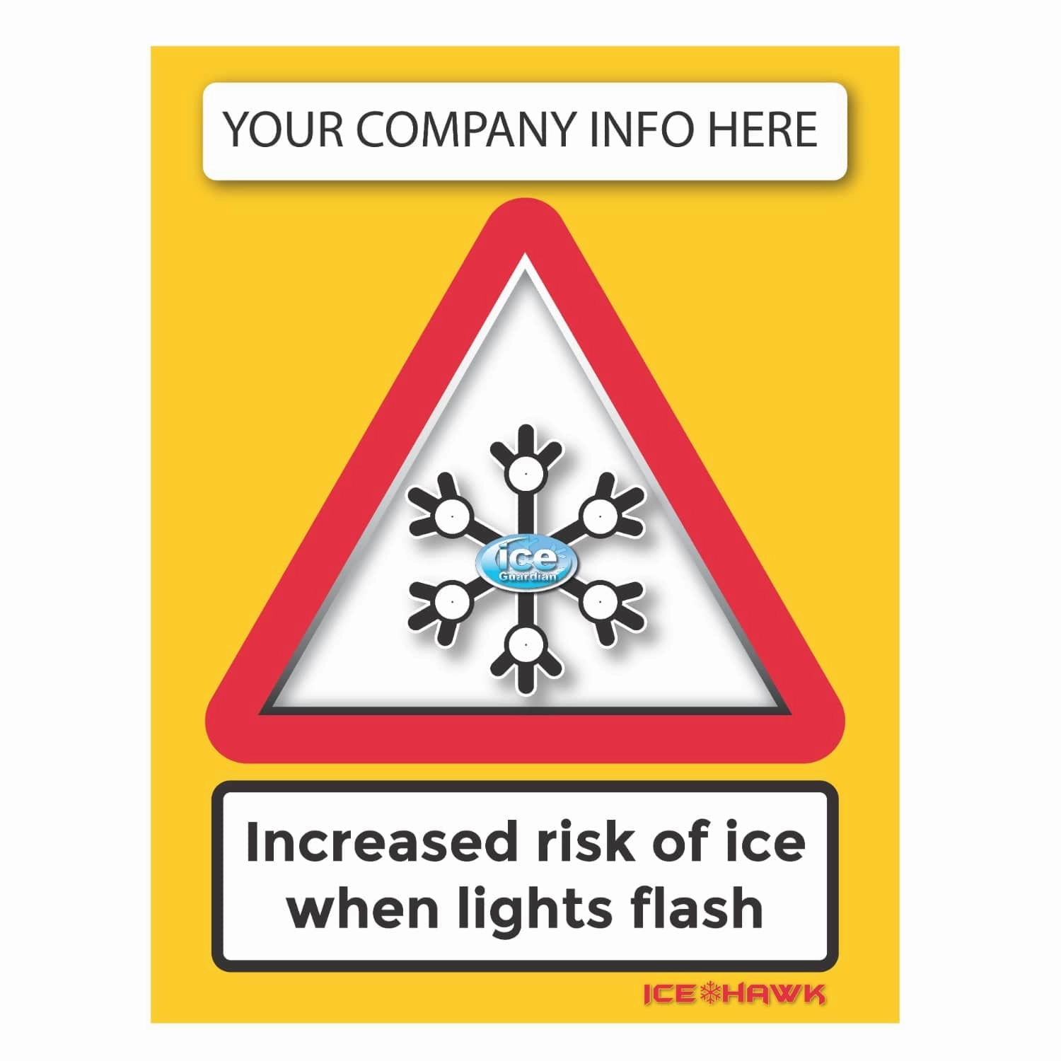 Triangle Ice Warning Flashing LED Safety Sign (Add Your Logo)