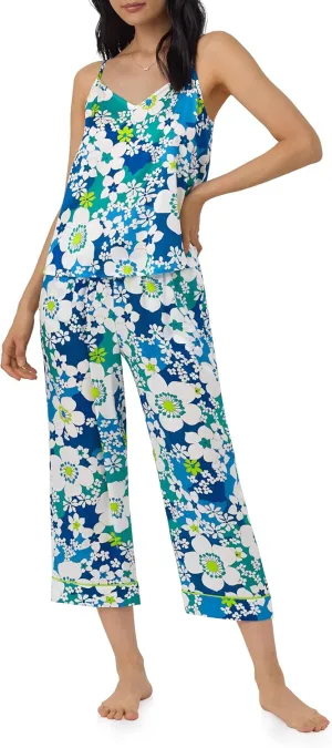 Trina Turk x BedHead Pajamas Womens PJ Set, Soft Silk Cami Tank Crop Pant Lounge Set