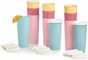 Tupperware Tumbler Set, 12 Count, Dishwasher Safe and BPA Free (12 Tumblers, 12 Lids, 16 fl oz each)
