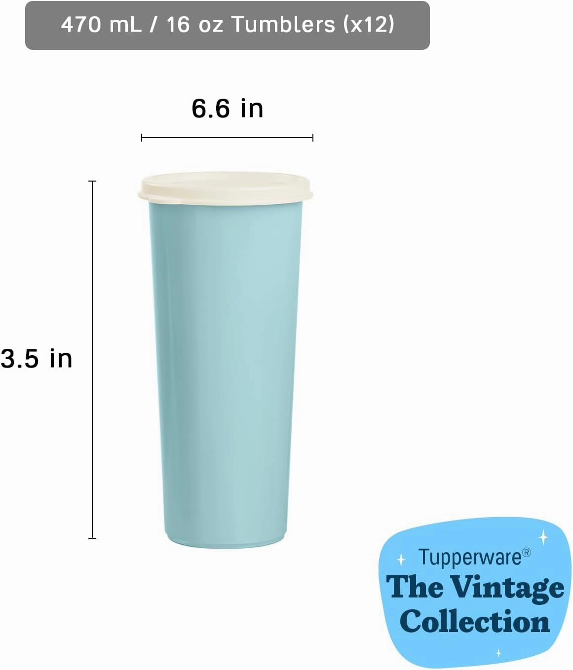 Tupperware Tumbler Set, 12 Count, Dishwasher Safe and BPA Free (12 Tumblers, 12 Lids, 16 fl oz each)