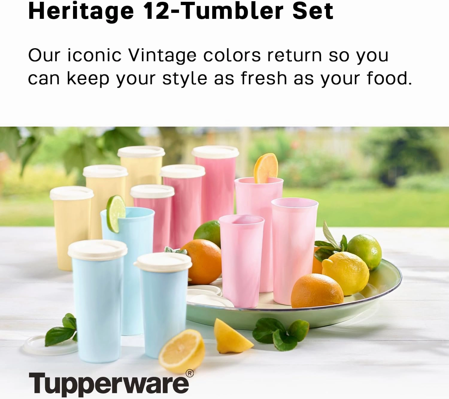 Tupperware Tumbler Set, 12 Count, Dishwasher Safe and BPA Free (12 Tumblers, 12 Lids, 16 fl oz each)