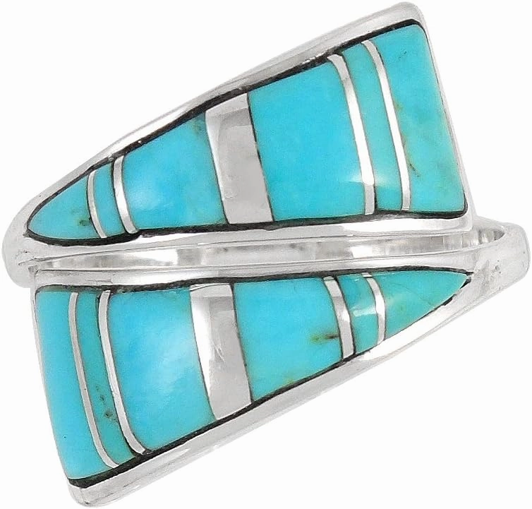 Turquoise Ring Sterling Silver Genuine Gemstones