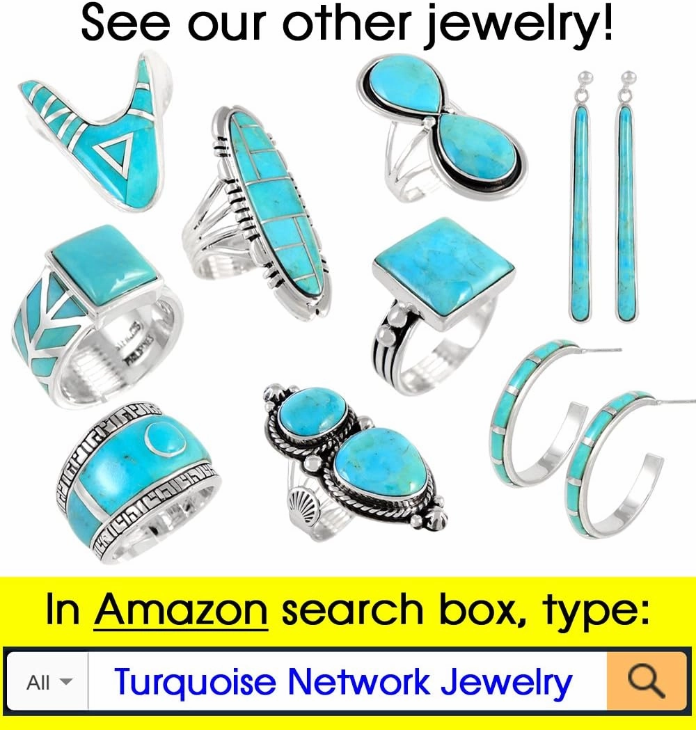 Turquoise Ring Sterling Silver Genuine Gemstones