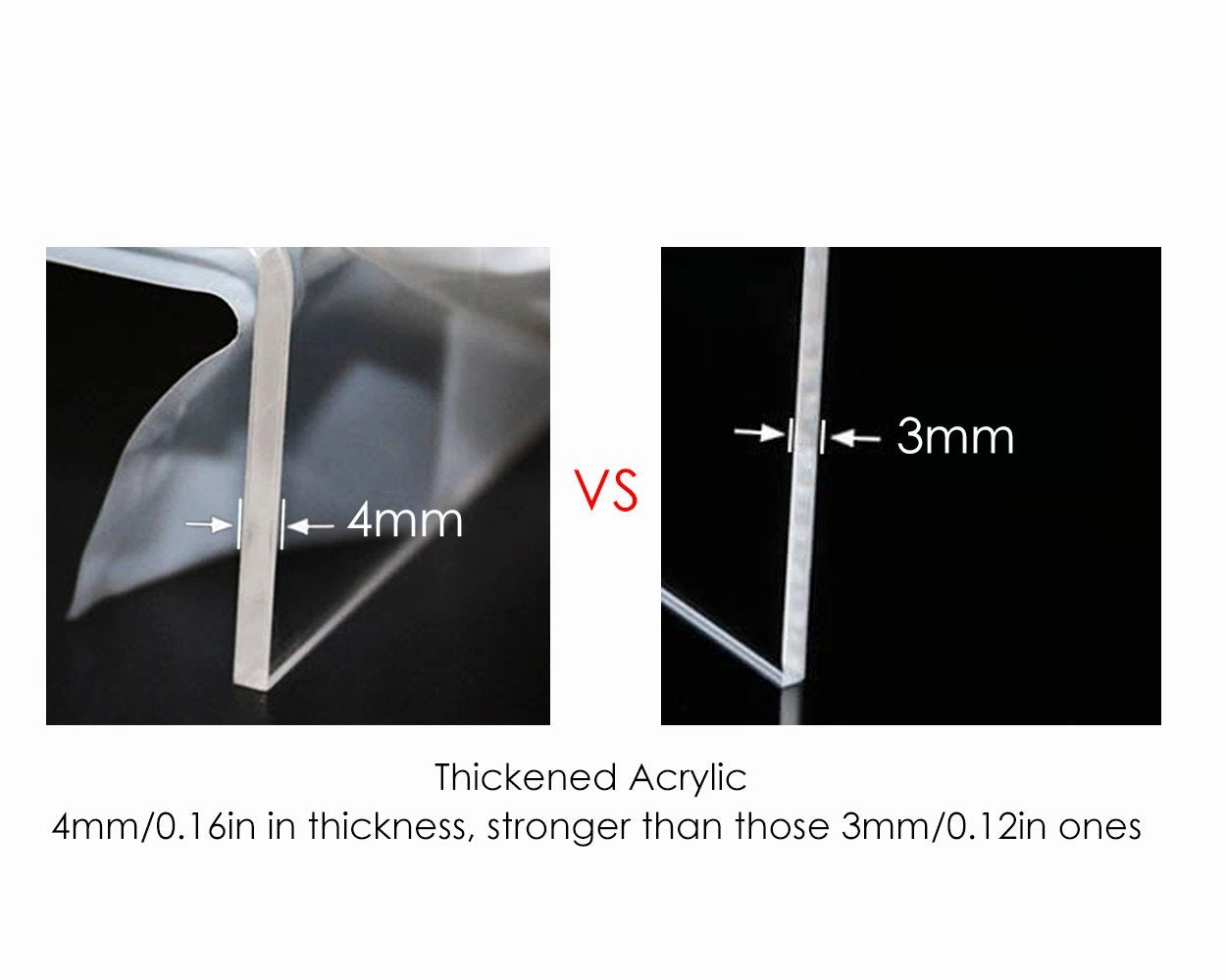 U-Shaped Acrylic Risers 3, 4 and 5 Inches Wide Set of 6 Clear Risers for Display