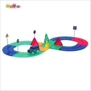 Ultimate Racing 55-Piece Magnet Set with 8 Bonus Road Signs and 2 Toy Figures