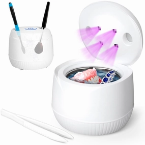 Ultrasonic U-V Cleaner for Dentures Aligners Retainer Ultrasonic Cleaning Machine 45kHz Ultrasonic 304 Stainless Steel Small and Portable for Jewelry,Watch Band,Makeup Brush