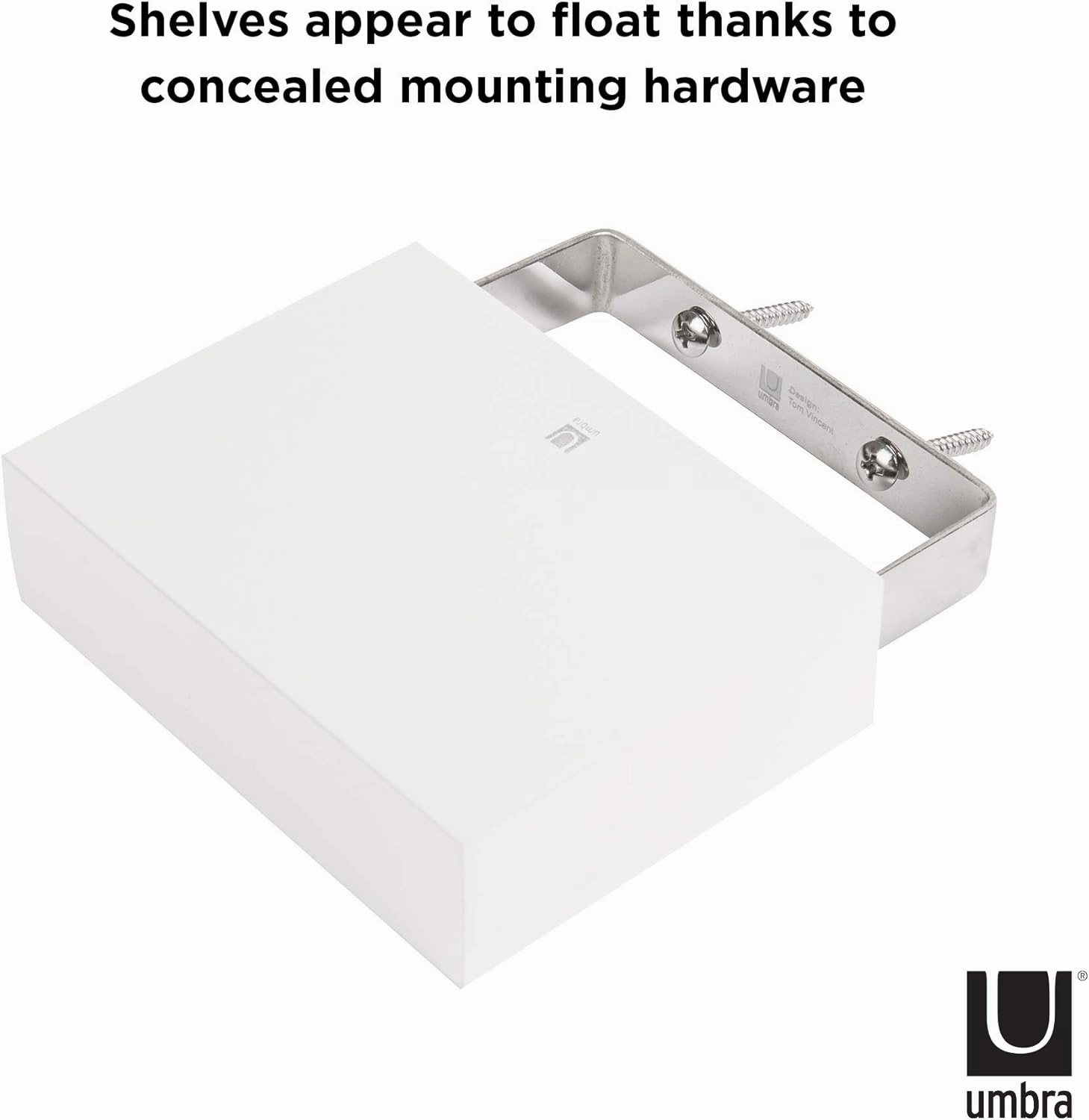 Umbra 325560-660 Showcase Floating Shelves (Set of 3), Gallery Style Display for Small Objects and More, White