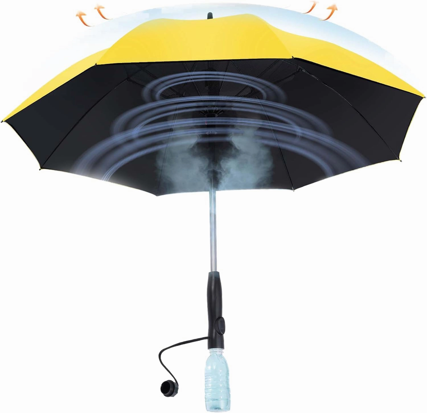 Umbrella with fan and mist spray,Rechargeable - Ultimate Solution for Cooling & UV Protection - Ideal for Summer, Beach, Outdoor Sports, Golf, Fishing Activities.