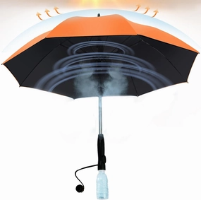 Umbrella with fan and mist spray,Rechargeable - Ultimate Solution for Cooling & UV Protection - Ideal for Summer, Beach, Outdoor Sports, Golf, Fishing Activities.
