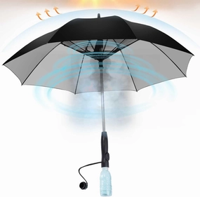 Umbrella with fan and mist spray,Rechargeable - Ultimate Solution for Cooling & UV Protection - Ideal for Summer, Beach, Outdoor Sports, Golf, Fishing Activities.
