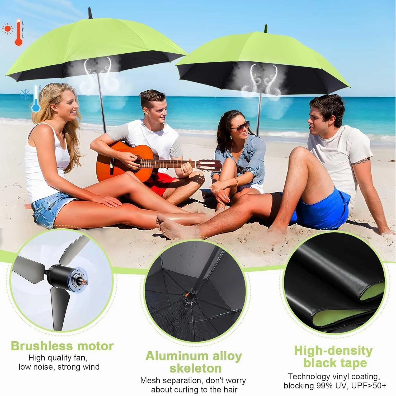 Umbrella with fan and mist spray,Rechargeable - Ultimate Solution for Cooling & UV Protection - Ideal for Summer, Beach, Outdoor Sports, Golf, Fishing Activities.