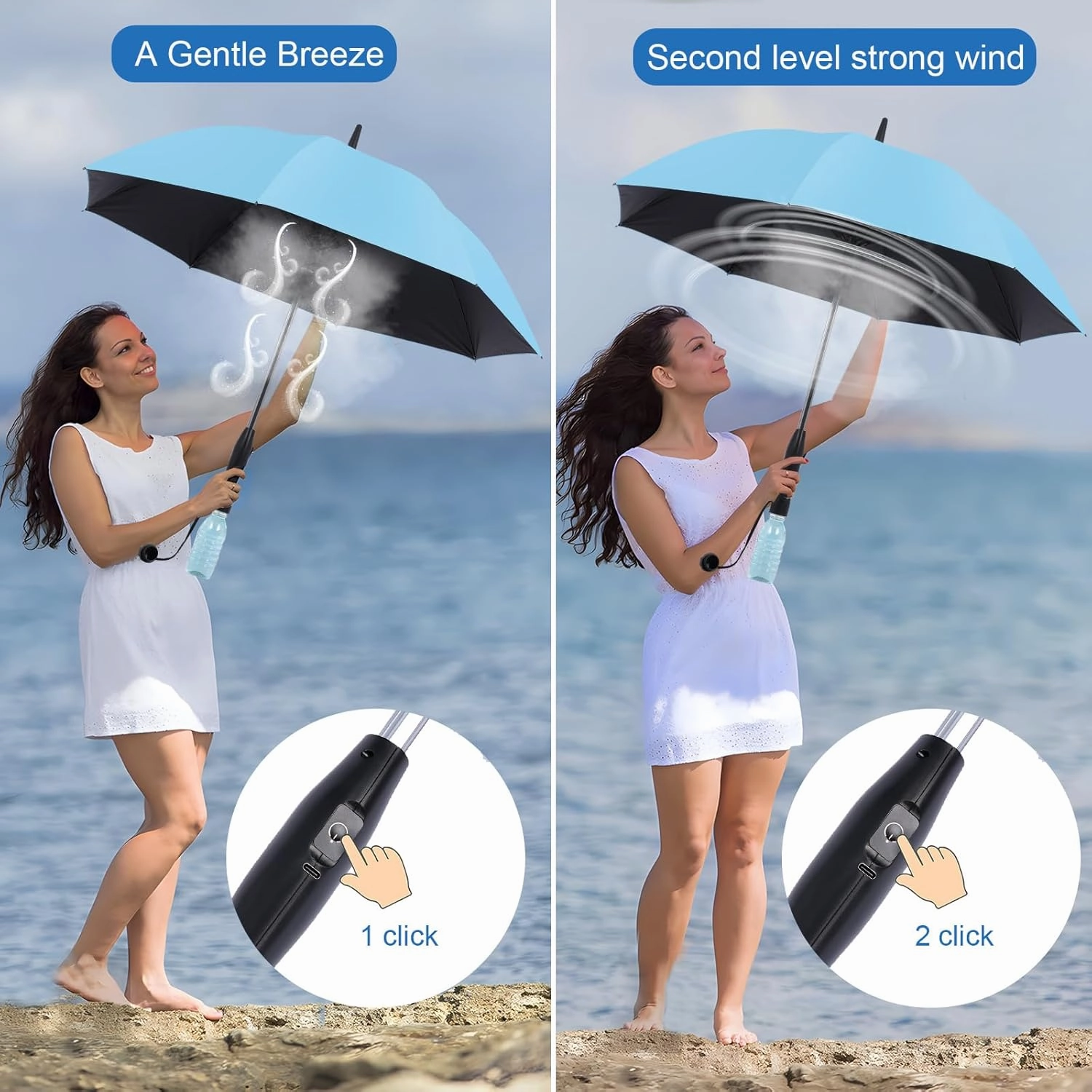 Umbrella with fan and mist spray,Rechargeable - Ultimate Solution for Cooling & UV Protection - Ideal for Summer, Beach, Outdoor Sports, Golf, Fishing Activities.
