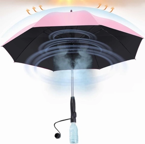 Umbrella with fan and mist spray,Rechargeable - Ultimate Solution for Cooling & UV Protection - Ideal for Summer, Beach, Outdoor Sports, Golf, Fishing Activities.