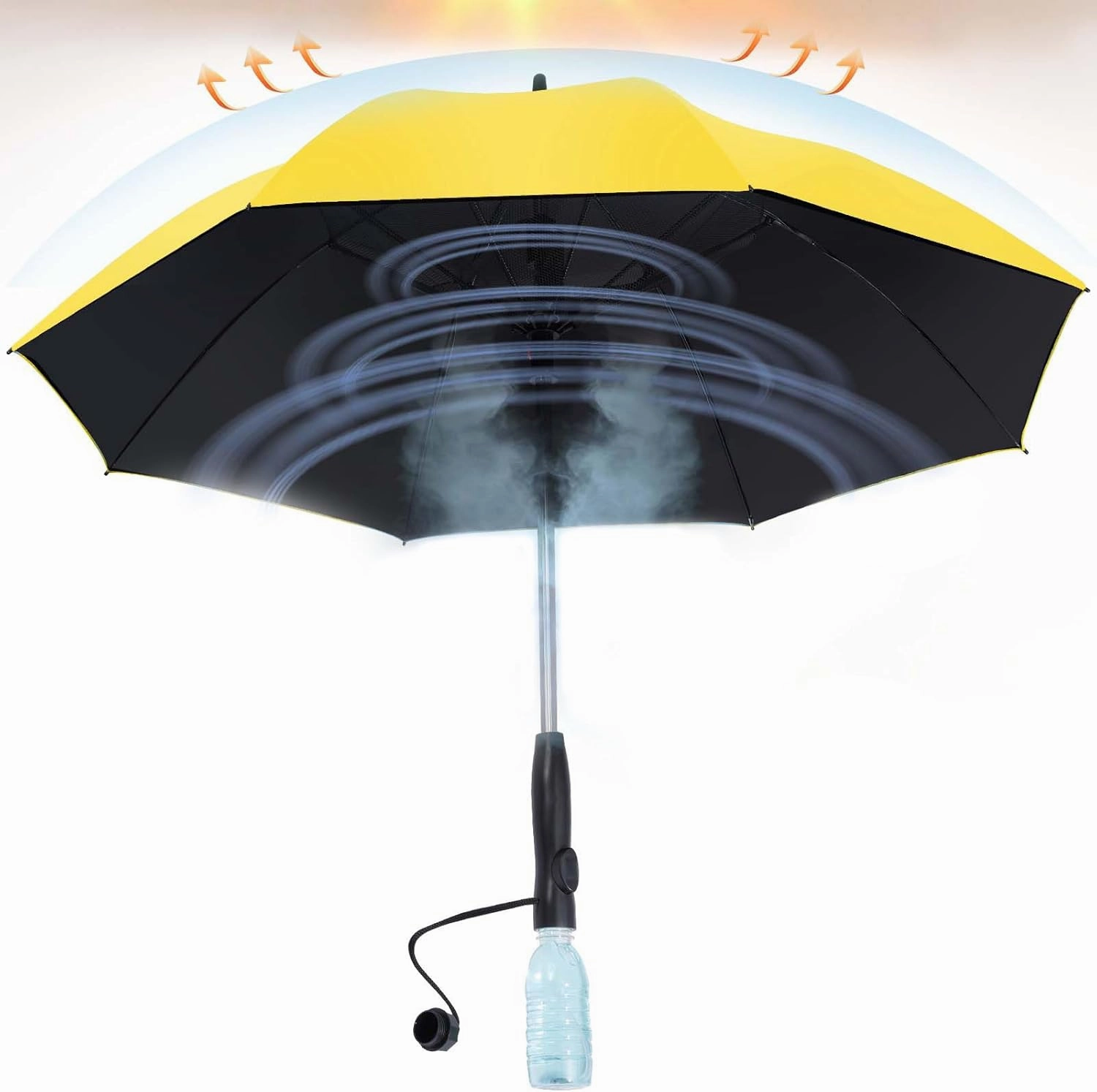 Umbrella with fan and mist spray,Rechargeable - Ultimate Solution for Cooling & UV Protection - Ideal for Summer, Beach, Outdoor Sports, Golf, Fishing Activities.