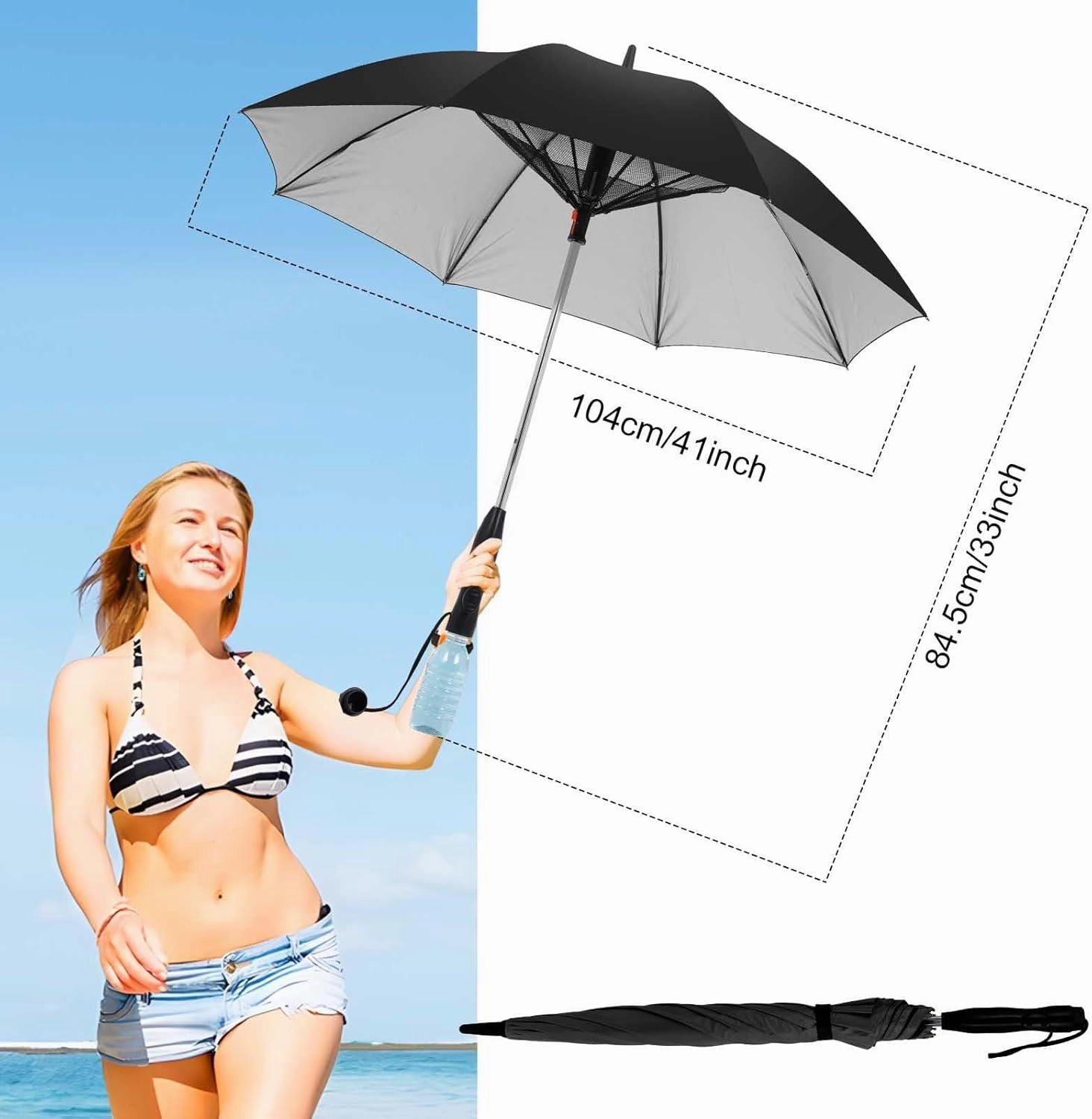 Umbrella with fan and mist spray,Rechargeable - Ultimate Solution for Cooling & UV Protection - Ideal for Summer, Beach, Outdoor Sports, Golf, Fishing Activities.