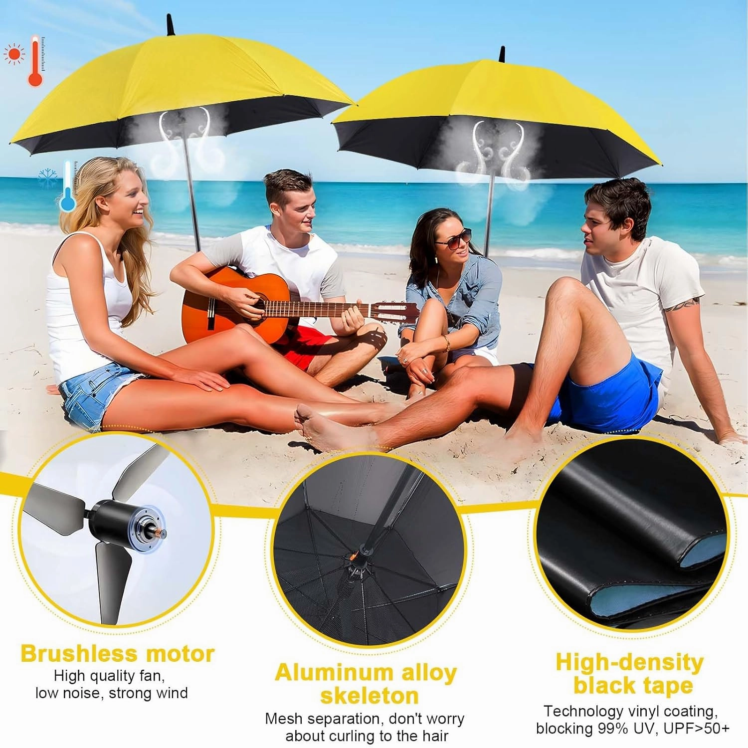 Umbrella with fan and mist spray,Rechargeable - Ultimate Solution for Cooling & UV Protection - Ideal for Summer, Beach, Outdoor Sports, Golf, Fishing Activities.