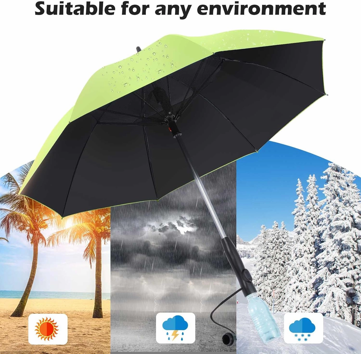 Umbrella with fan and mist spray,Rechargeable - Ultimate Solution for Cooling & UV Protection - Ideal for Summer, Beach, Outdoor Sports, Golf, Fishing Activities.