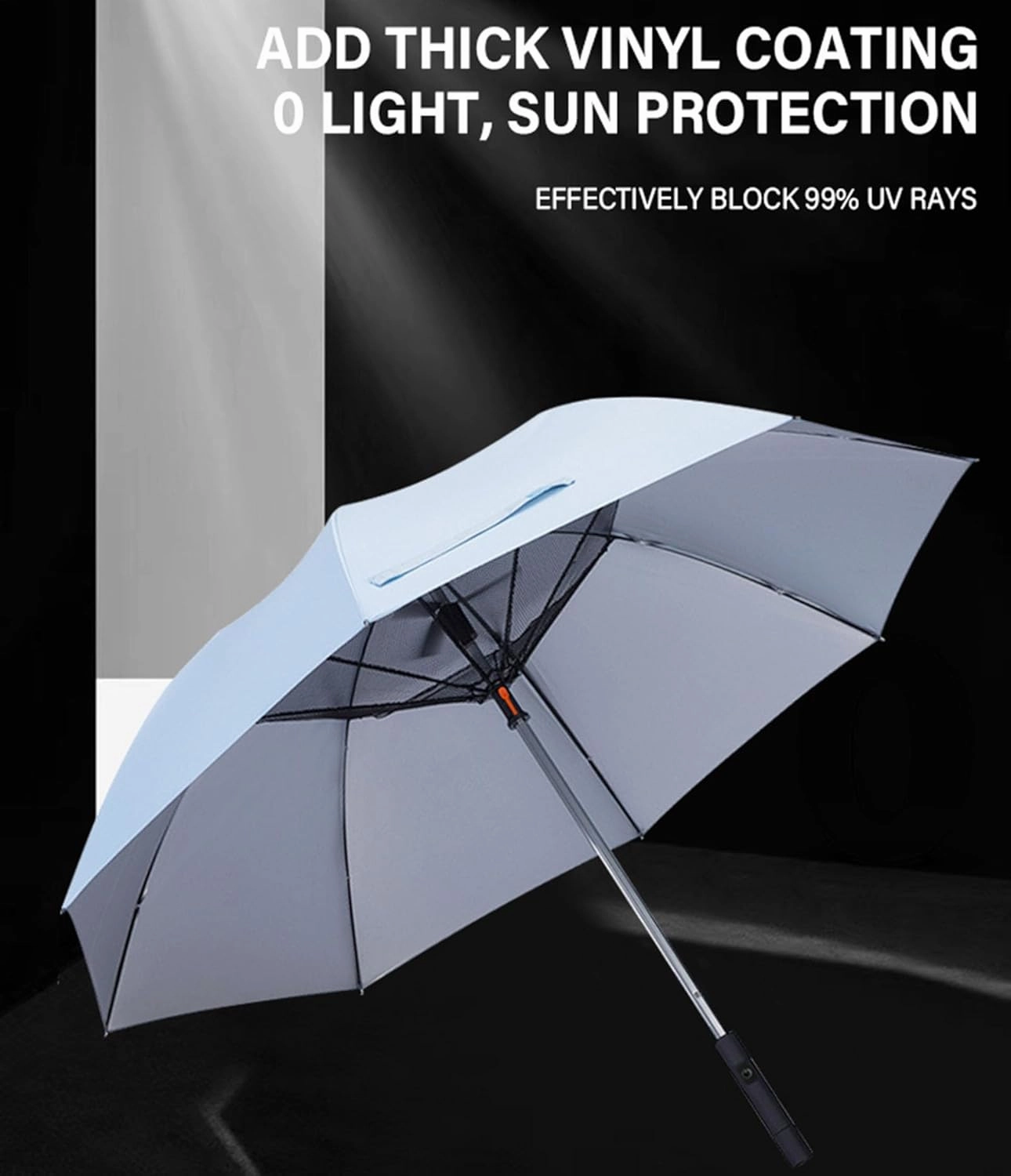 Umbrella with Fan Long Handle Creative Golf Fishing Umbrella Windproof Reinforced Sunny and Rainy UV-Proof Umbrella