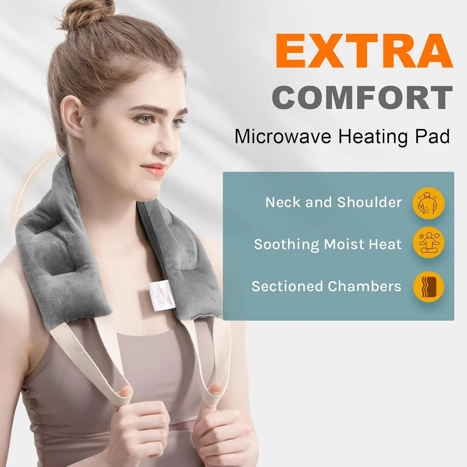 uncn Heating Pad for Neck and Shoulders and Back Moist Small Microwavable Neck Wrap Warmer Weighted Heat Wrap Microwave Heatable Rice Beanbag Cervical Hot Pack Lavender Scented 1.5Pounds