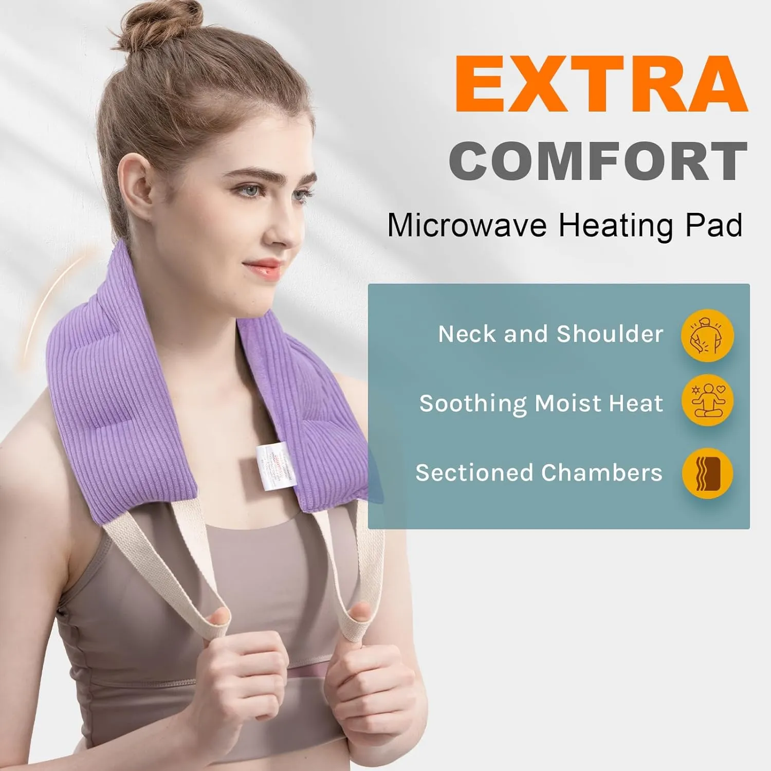 uncn Heating Pad for Neck and Shoulders and Back Moist Small Microwavable Neck Wrap Warmer Weighted Heat Wrap Microwave Heatable Rice Beanbag Cervical Hot Pack Lavender Scented 1.5Pounds