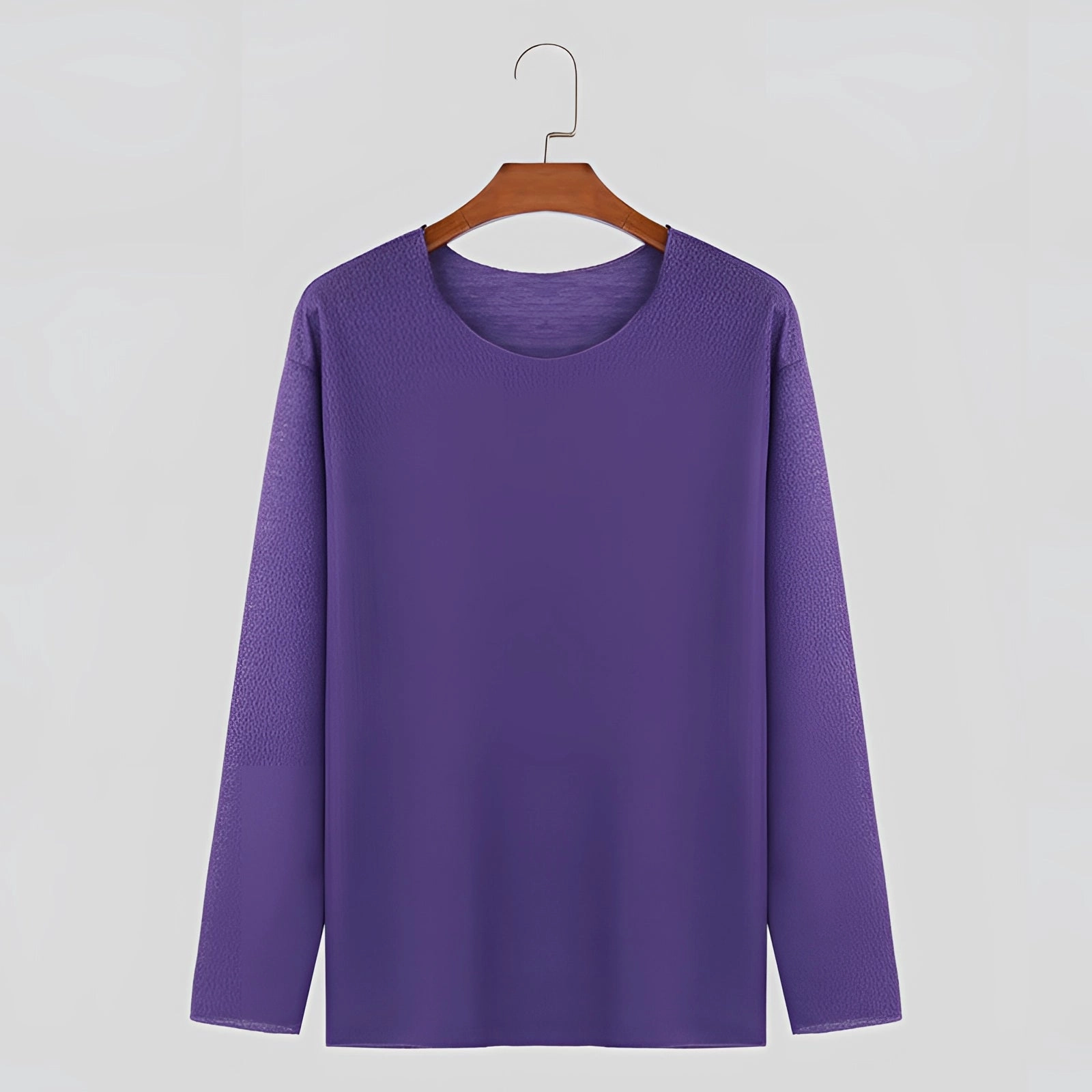 Unisex Lightweight Long-Sleeve Crewneck White T-Shirt