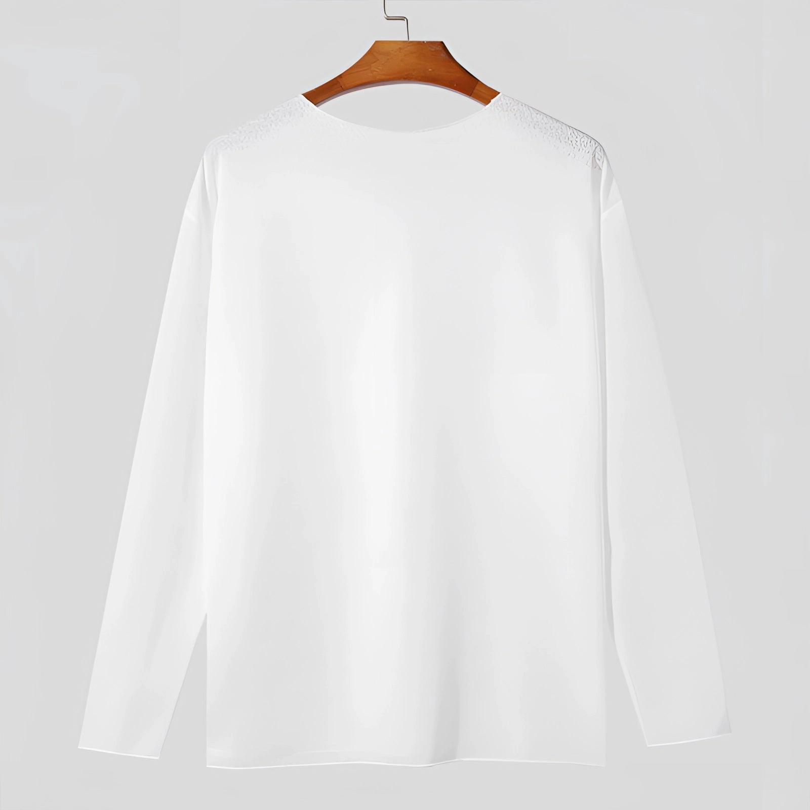 Unisex Lightweight Long-Sleeve Crewneck White T-Shirt