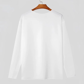 Unisex Lightweight Long-Sleeve Crewneck White T-Shirt