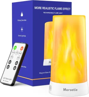 【Upgraded LED Flame Light, Rechargeable Flameless Candles with Remote & Timer, 4 Modes Battery Operated Candles, Waterproof LED Candles with Upside Down Effect for Indoor Outdoor 1 PCS