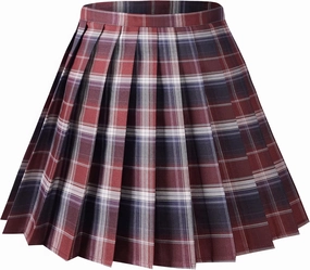Urban CoCo Womens Uniforms Plaid Pleated Mini Skirt