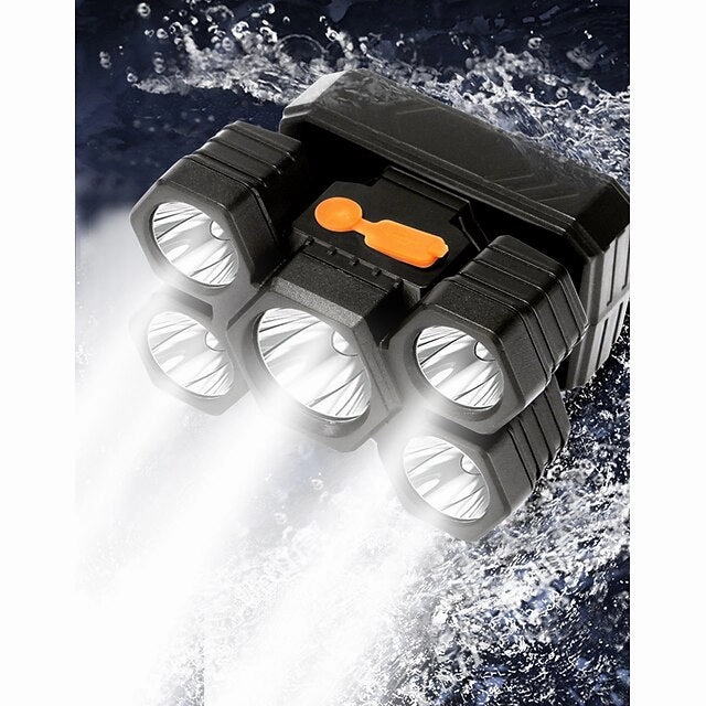 USB Rechargeable LED Head Lamp, Portable 5 LEDs Headlight Torch Work Light for Travel, Camping, Fishing, Hunting