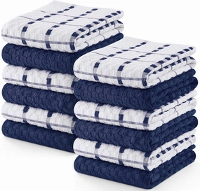 Utopia Kitchen Towels 12 Pack, 15 by 25 Inches, 100% Ring Spun Cotton Super Soft and Absorbent Linen Dish, Tea and Bar Towels Set, Navy