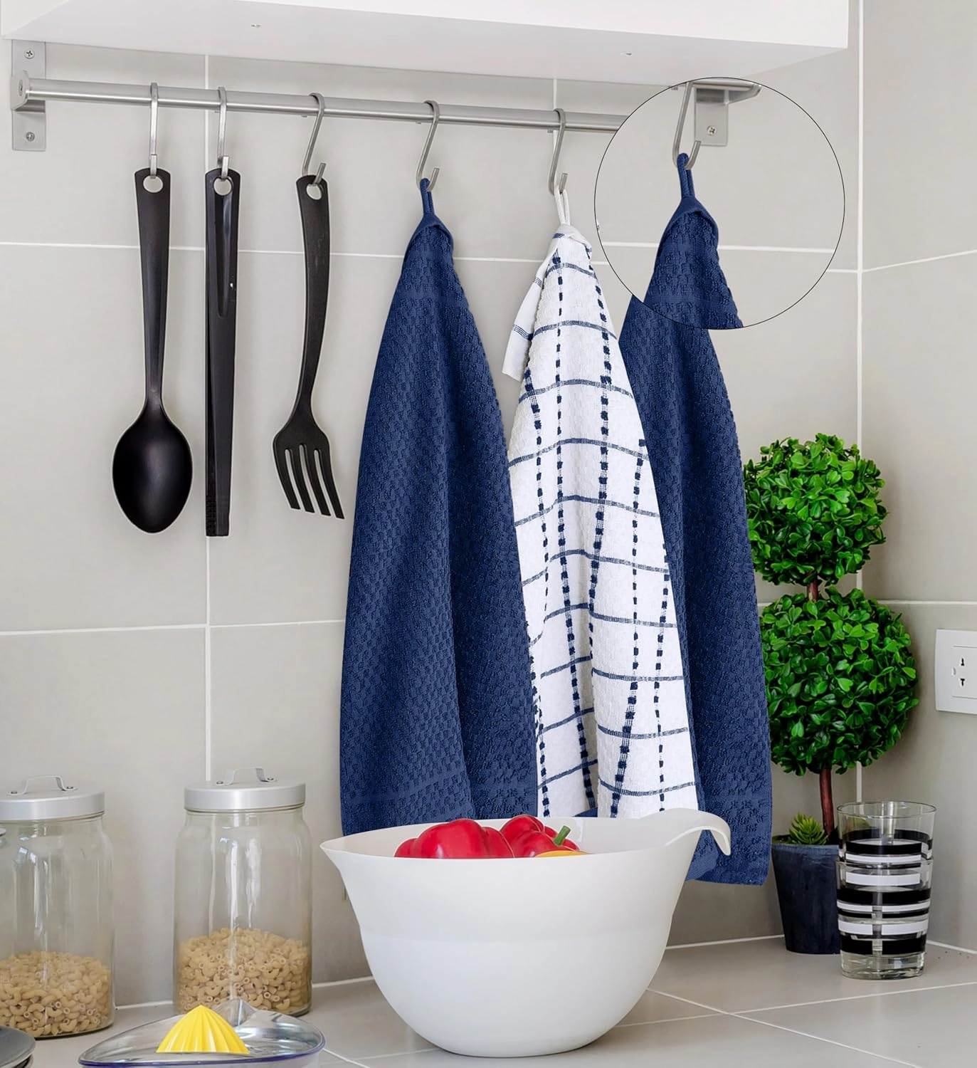 Utopia Kitchen Towels 12 Pack, 15 by 25 Inches, 100% Ring Spun Cotton Super Soft and Absorbent Linen Dish, Tea and Bar Towels Set, Navy