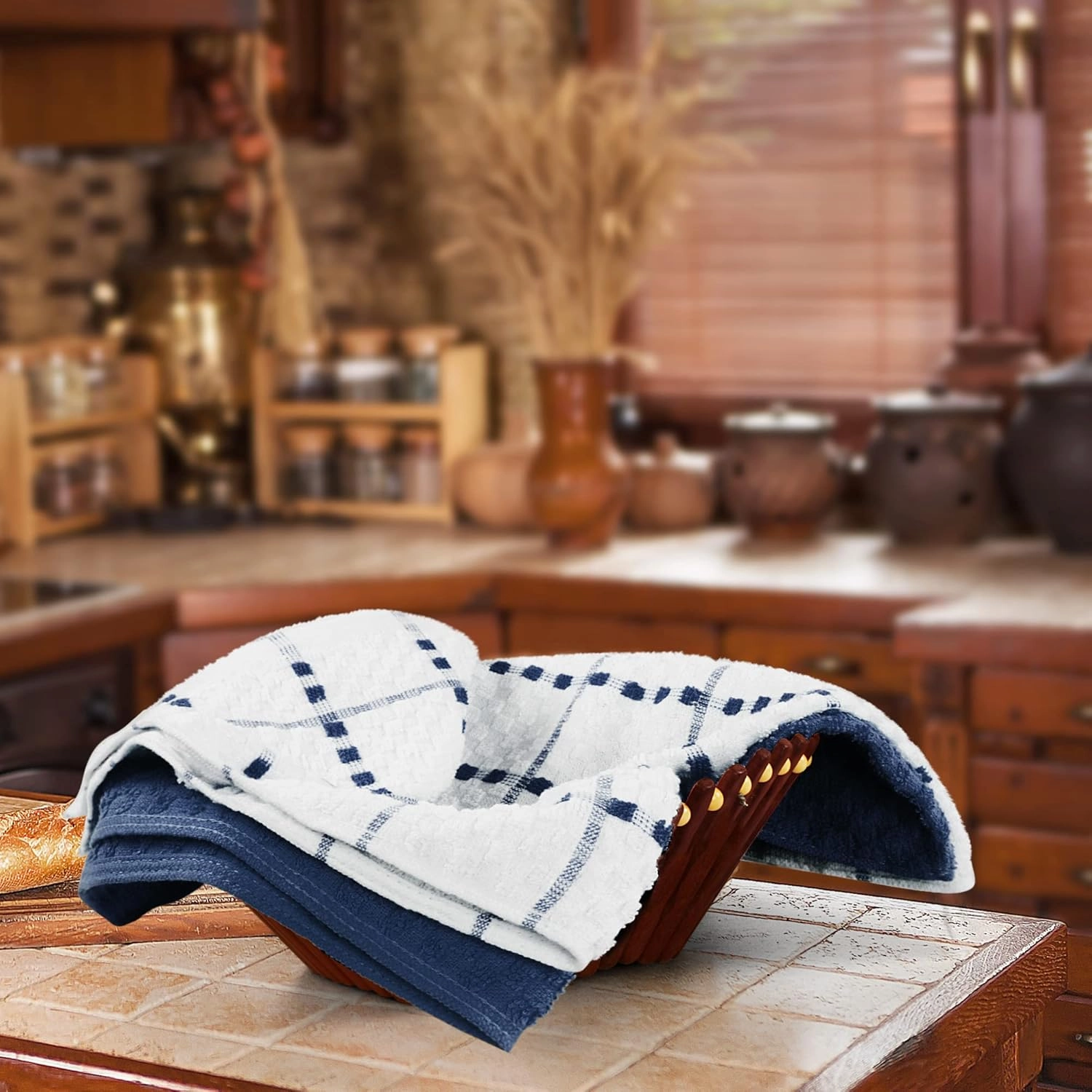 Utopia Kitchen Towels 12 Pack, 15 by 25 Inches, 100% Ring Spun Cotton Super Soft and Absorbent Linen Dish, Tea and Bar Towels Set, Navy