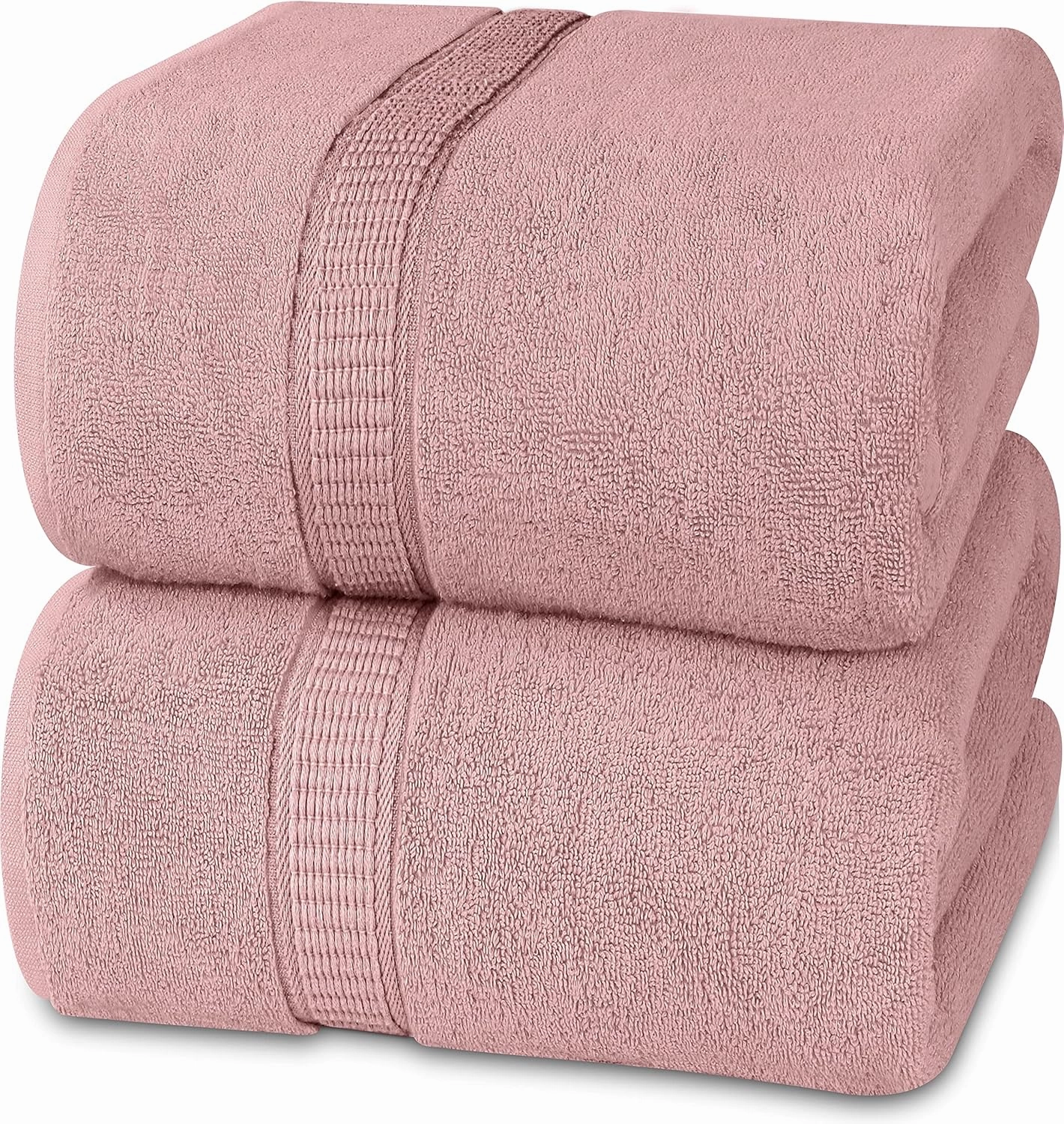 Utopia Towels Luxurious Jumbo Bath Sheet 2 Piece, 600 GSM, 35 by 70 Inches, 100% Ring Spun Cotton, Highly Absorbent and Quick Dry Extra Large Bath Towel, Super Soft Towel, Dusty Pink