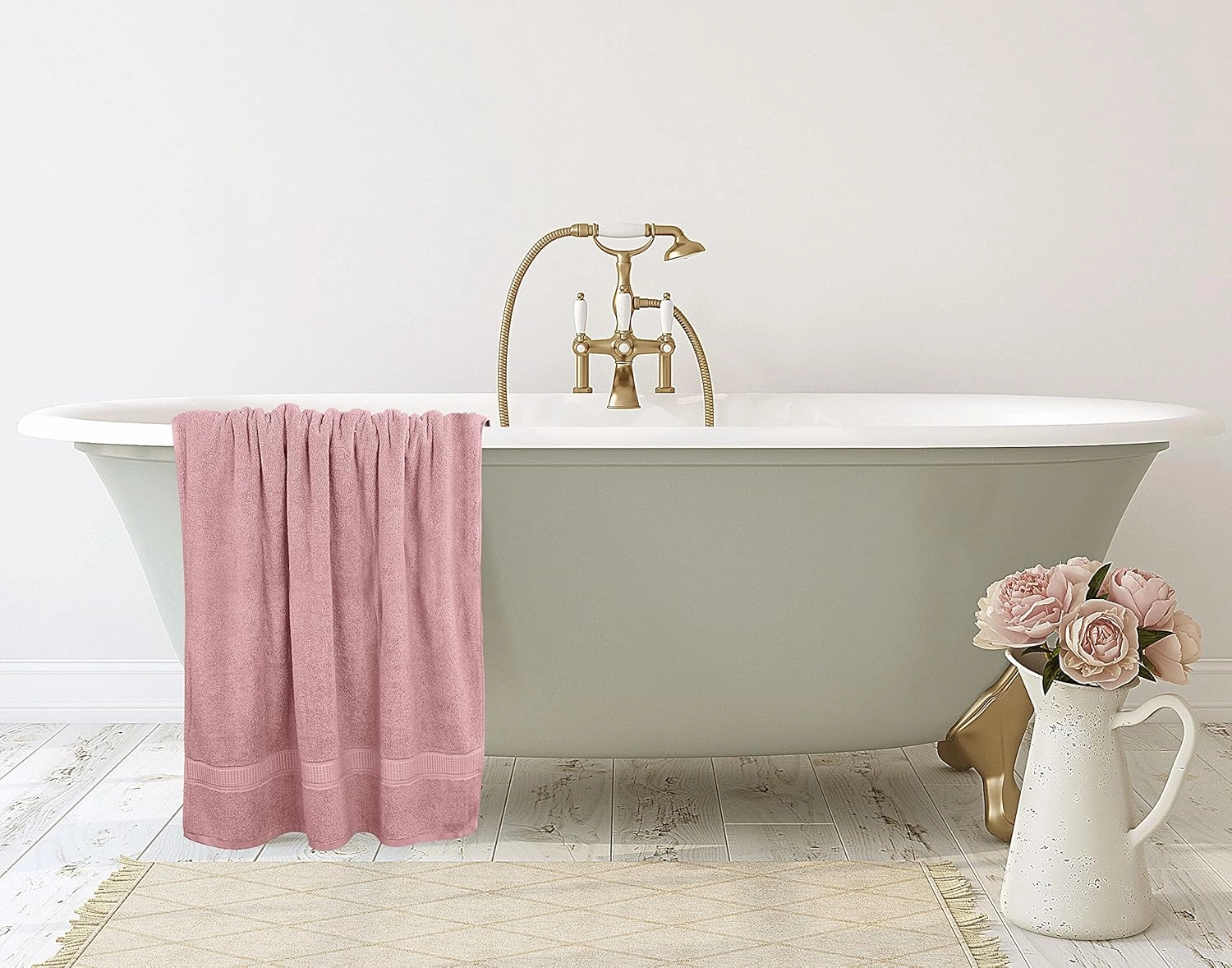 Utopia Towels Luxurious Jumbo Bath Sheet 2 Piece, 600 GSM, 35 by 70 Inches, 100% Ring Spun Cotton, Highly Absorbent and Quick Dry Extra Large Bath Towel, Super Soft Towel, Dusty Pink