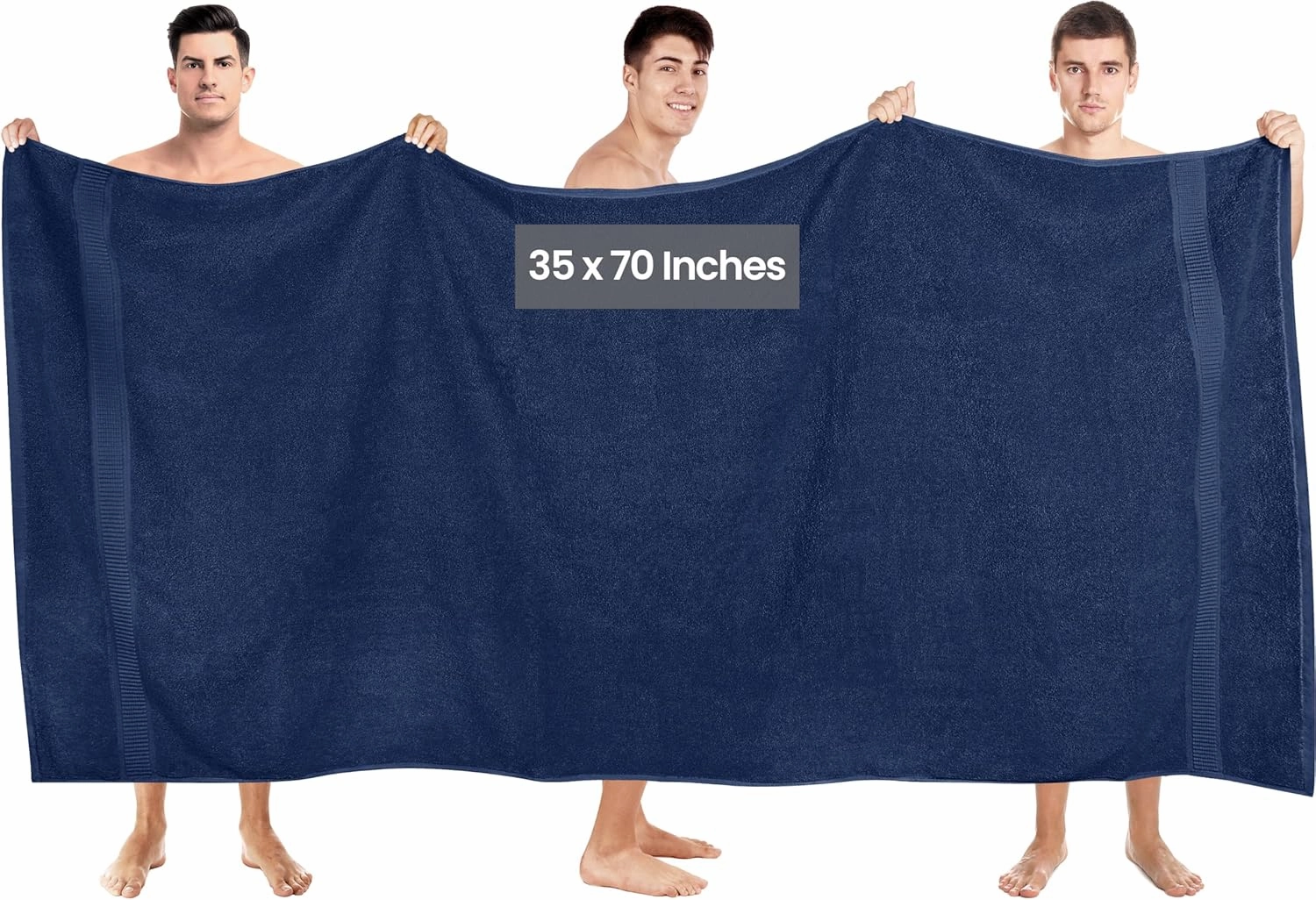 Utopia Towels Luxurious Jumbo Bath Sheet 2 Piece, 600 GSM, 35 by 70 Inches, 100% Ring Spun Cotton, Highly Absorbent and Quick Dry Extra Large Bath Towel, Super Soft Towel, Navy