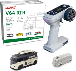 V64 LDARC 1/64 Mini RC Car 2.4Ghz Ideal for Racing Enthusiasts, Racing Remote Contrl Car Model with RGB Lights Comes with DIY Interchangeable Body Case(Grey)