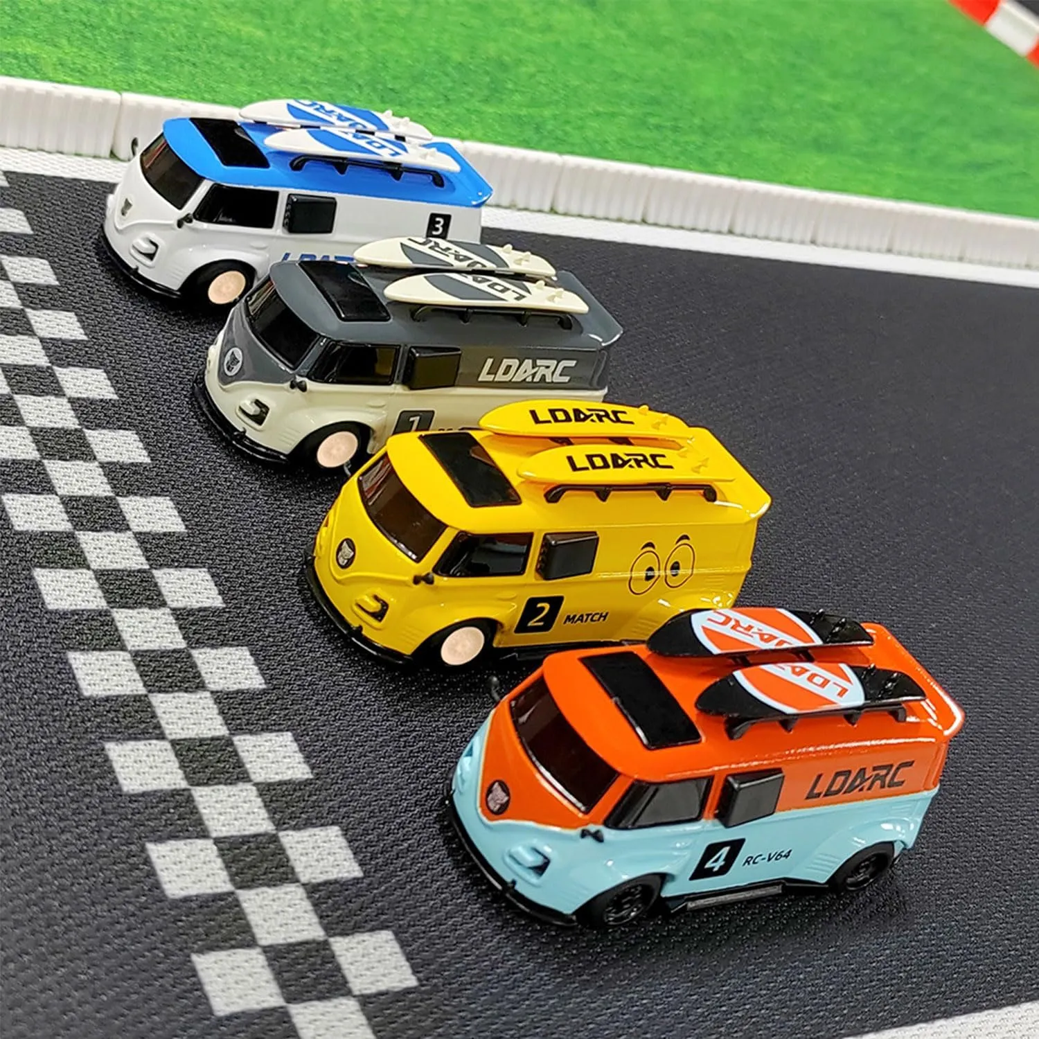 V64 LDARC 1/64 Mini RC Car 2.4Ghz Ideal for Racing Enthusiasts, Racing Remote Contrl Car Model with RGB Lights Comes with DIY Interchangeable Body Case(Grey)