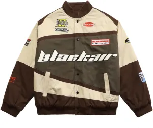 Vamtac Men's Varsity Jacket Vintage Letter Racer Oversized Baseball Bomber Unisex Streetwear Coats
