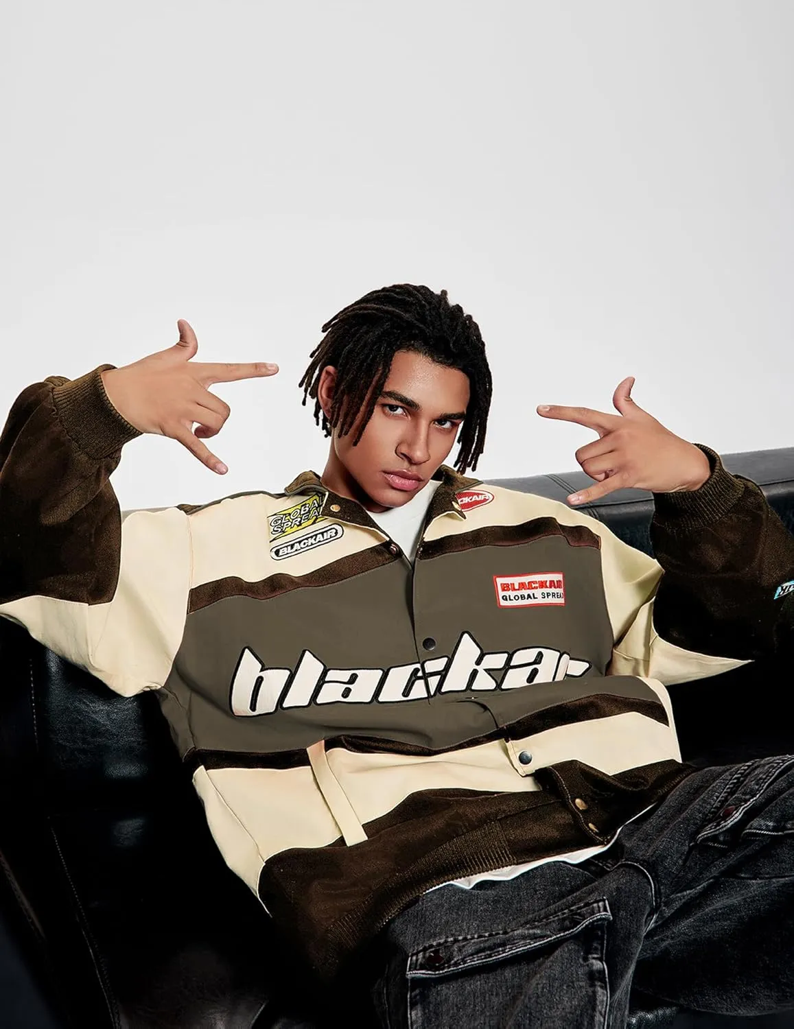 Vamtac Men's Varsity Jacket Vintage Letter Racer Oversized Baseball Bomber Unisex Streetwear Coats