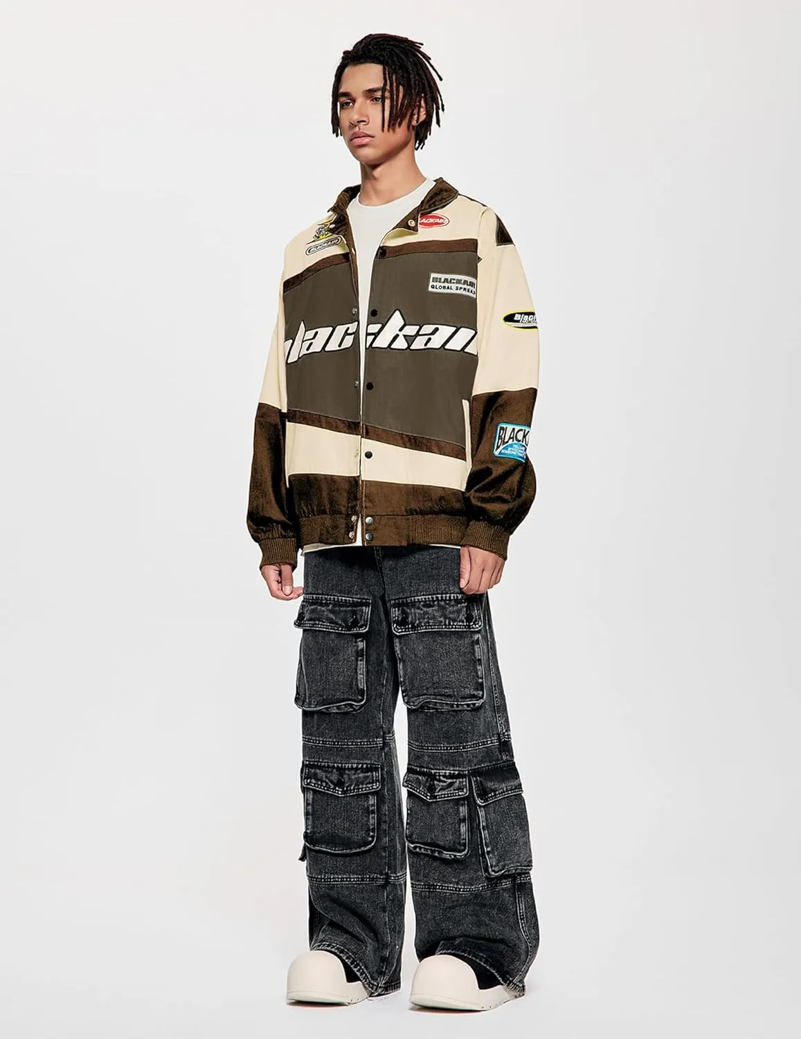 Vamtac Men's Varsity Jacket Vintage Letter Racer Oversized Baseball Bomber Unisex Streetwear Coats