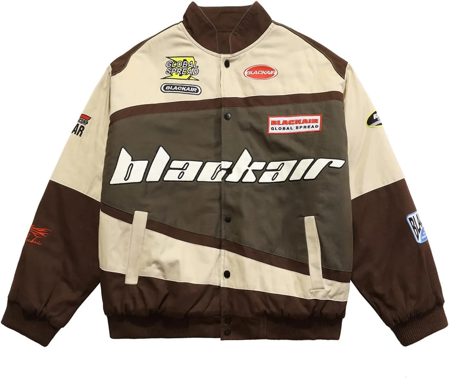 Vamtac Men's Varsity Jacket Vintage Letter Racer Oversized Baseball Bomber Unisex Streetwear Coats