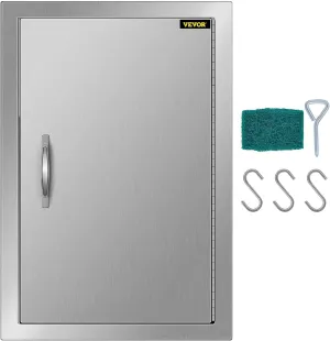 VEVOR BBQ Access Door 17W x 24H Inch, Vertical Single BBQ Door Stainless Steel, Outdoor Kitchen Doors for BBQ Island, Grill Station, Outdoor Cabinet