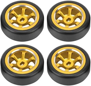 VGEBY 4pcs RC Drift Tires, RC Wheel Rim Tire Modification Parts Fit for Wltoys K969 K989 P929 1/28 RC(Yellow) Wltoys Drift Tires