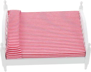 VICASKY Small House Bed Decor 1:12 Scale Mini Double Bed Dollhouse Decoration Set