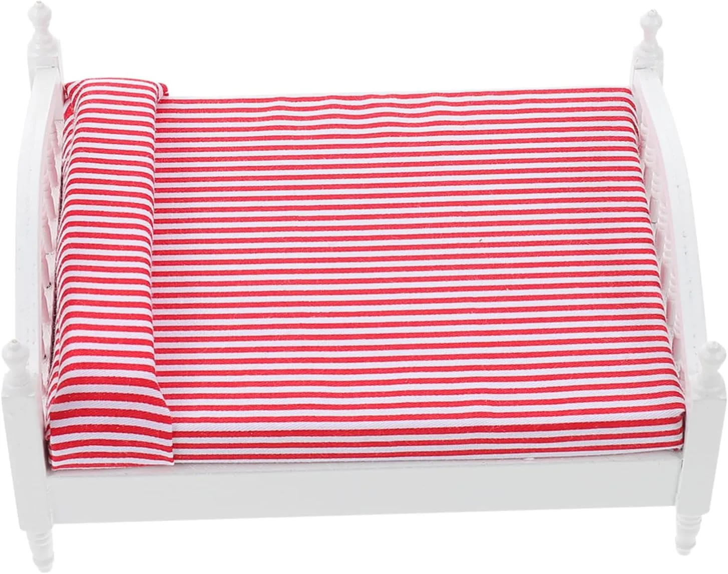 VICASKY Small House Bed Decor 1:12 Scale Mini Double Bed Dollhouse Decoration Set